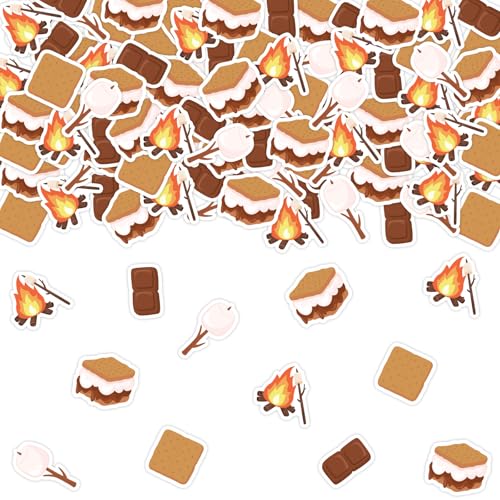 Sursurprise S'mores Party-Dekorationen, 200 Stück S'mores-Konfetti, Marshmallow-Lagerfeuer, Papierstreuung für Camping, Camper, Geburtstag, Babyparty, Party von Sursurprise