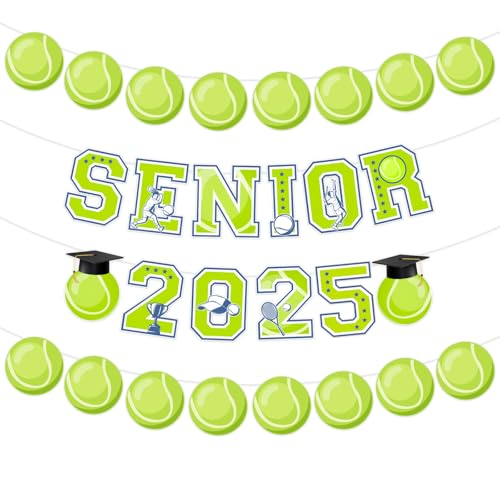 Sursurprise Senior Night Tennis Dekorationen, Senior 2025 Tennis Banner, Tennisspieler Sportteam 2025 Graduation Party Supplies für High School College Sursurprise Senior Night Tennis Dekorationen, Senior 2025 Tennis Banner, Tennisspieler Sportteam 2025 Graduation Party Supplies für High School College von Sursurprise