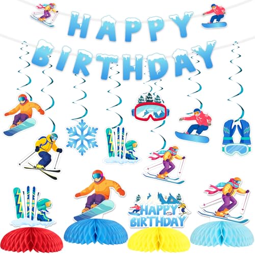 Sursurprise Skifahren Geburtstag Party Dekorationen, Schnee Ski Geburtstag Banner Snowboard Hängende Wirbel Waben Mittelstücke Skifahrer Winter Sport Motto Party Supplies Sursurprise Skifahren Geburtstag Party Dekorationen, Schnee Ski Geburtstag Banner Snowboard Hängende Wirbel Waben Mittelstücke Skifahrer Winter Sport Motto Party Supplies von Sursurprise