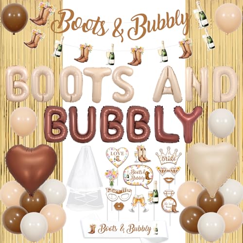 Sursurprise Stiefel und sprudelnde Brautdusche Dekorationen, Stiefel und Bubbly Banner, Foto Requisiten, Schärpe, Folienfransen, Hochzeitsschleier, Luftballons für Hochzeit Verlobung Sursurprise Stiefel und sprudelnde Brautdusche Dekorationen, Stiefel und Bubbly Banner, Foto Requisiten, Schärpe, Folienfransen, Hochzeitsschleier, Luftballons für Hochzeit Verlobung von Sursurprise