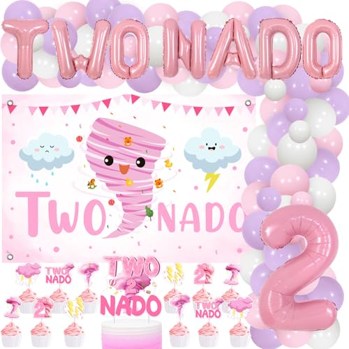 Sursurprise Tornado 2. Geburtstag Party Dekorationen für Mädchen, Rosa 2 Nado Geburtstag Ballon Girlande Bogen Kit mit zwei Nado Hintergrund, Nummer 2 Buchstaben Folienballon Sursurprise Tornado 2. Geburtstag Party Dekorationen für Mädchen, Rosa 2 Nado Geburtstag Ballon Girlande Bogen Kit mit zwei Nado Hintergrund, Nummer 2 Buchstaben Folienballon von Sursurprise