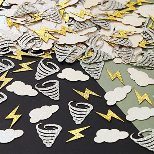 Sursurprise Tornado Party Dekorationen, Tornado Konfetti Glitter für Tisch Wolke Blitz Blitz Papier streuen, Twonado Fournado Sturm Wetter Geburtstag Party Zubehör von Sursurprise