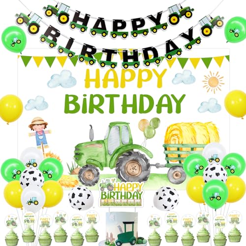 Traktor Geburtstag Dekorationen für Jungen, Traktor Geburtstag Hintergrund Banner Kuchen Topper Ballon für Bauernhof Traktor Geburtstag Party Supplies Traktor Geburtstag Dekorationen für Jungen, Traktor Geburtstag Hintergrund Banner Kuchen Topper Ballon für Bauernhof Traktor Geburtstag Party Supplies von Sursurprise