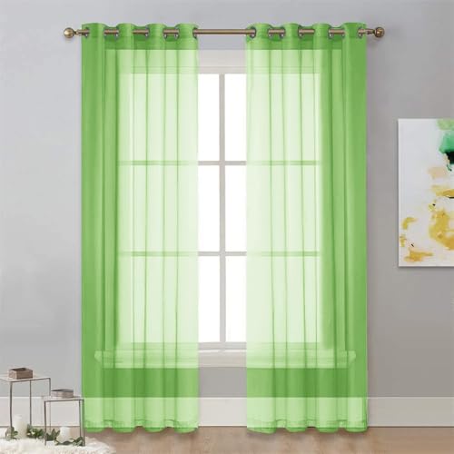 Surwin 2 Stück Gardinen mit Ösen, Grün 100x200cm Vorhänge, Modern Transparent Vorhänge Wohnzimmer Polyester Gardinen Küche Fenster Wohnzimmer Schlafzimmer von Surwin