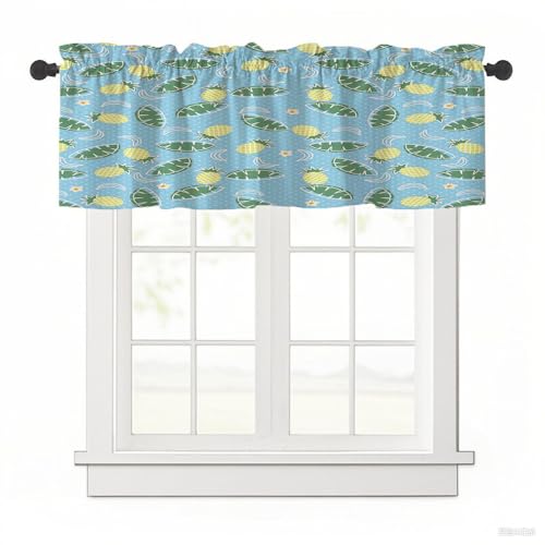 Surwin Bistrogardine Coffee Break Scheibengardine Küchengardine mit 3D-Ananas-Print, Kurzgardine Wohnzimmer Landhaus Càfe Gardinen Moderne Kurz Vorhang (Wasser-Ananas,137x45cm) von Surwin