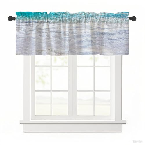 Surwin Bistrogardine Coffee Break Scheibengardine Küchengardine mit 3D Lake Print, Kurzgardine Wohnzimmer Landhaus Càfe Gardinen Moderne Kurz Vorhang (Spritzer,137x45cm) von Surwin