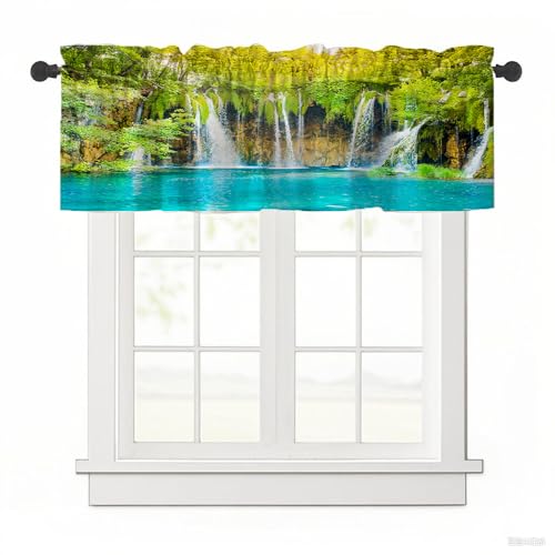 Surwin Bistrogardine Coffee Break Scheibengardine Küchengardine mit 3D-Naturlandschaftsdrucke, Kurzgardine Wohnzimmer Landhaus Càfe Gardinen Moderne Kurz Vorhang (Pflanzen,137x45cm) von Surwin