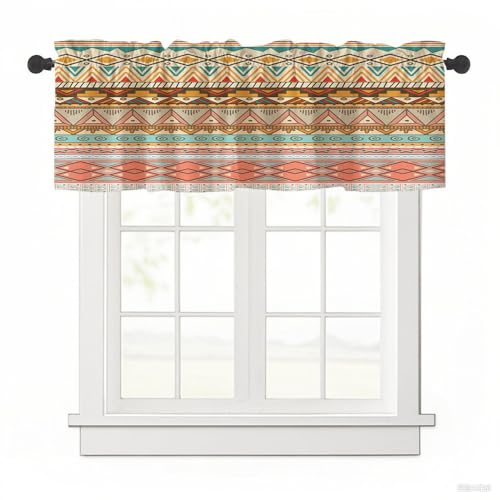 Surwin Bistrogardine Coffee Break Scheibengardine Küchengardine mit Böhmischer Stil, Kurzgardine Wohnzimmer Landhaus Càfe Gardinen Moderne Kurz Vorhang (Ethno-Stil,137x45cm) von Surwin