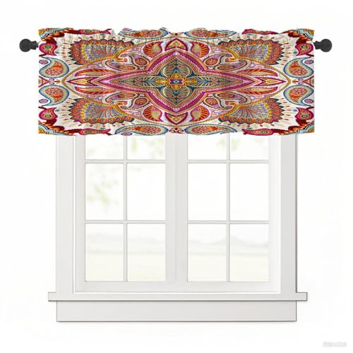 Surwin Bistrogardine Coffee Break Scheibengardine Küchengardine mit Böhmischer Stil, Kurzgardine Wohnzimmer Landhaus Càfe Gardinen Moderne Kurz Vorhang (Paisley-Muster,137x45cm) von Surwin