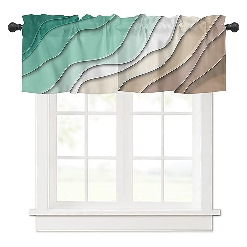 Surwin Bistrogardine Coffee Break Scheibengardine Küchengardine mit Farbverlauf-Ozeandruck, Kurzgardine Wohnzimmer Landhaus Càfe Gardinen Moderne Kurz Vorhang (grünes Khaki,137x45cm) von Surwin