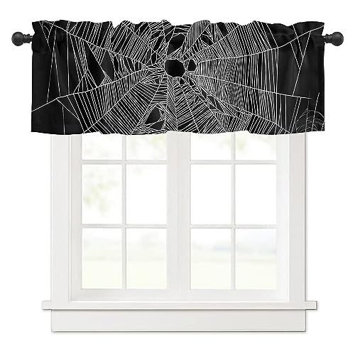 Surwin Bistrogardine Coffee Break Scheibengardine Küchengardine mit Halloween-Druck, Kurzgardine Wohnzimmer Landhaus Càfe Gardinen Moderne Kurz Vorhang (137x45cm,Spinnennetz) von Surwin