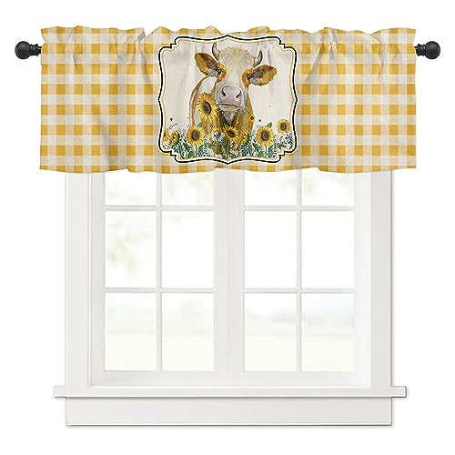 Surwin Bistrogardine Coffee Break Scheibengardine Küchengardine mit Landhausstil, Kurzgardine Wohnzimmer Landhaus Càfe Gardinen Moderne Kurz Vorhang (137x45cm,Kalb) von Surwin