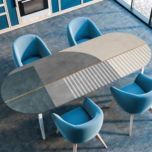 Surwin Elastische Oval Tischdecke Abwaschbar, Spanntischdecke Abwischbar Gartentischdecke mit Gummizug Oval Outdoor Tischdecke für Esszimmer Küche Klassisch (Khaki,91x152cm) von Surwin