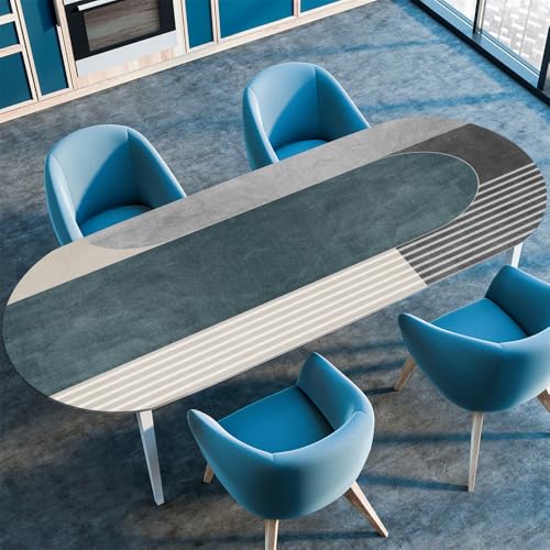 Surwin Elastische Oval Tischdecke Abwaschbar, Spanntischdecke Abwischbar Gartentischdecke mit Gummizug Oval Outdoor Tischdecke für Esszimmer Küche Klassisch (Seegrün,107x173cm) von Surwin