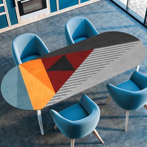 Surwin Elastische Oval Tischdecke Abwaschbar, Spanntischdecke Einfach Abwischbar Gartentischdecke mit Gummizug Oval Outdoor Tischdecke für Esszimmer Küche (Grau,122x173cm) von Surwin