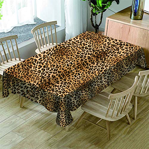 Surwin Tischdecke 3D Druck Rechteckig Tischdecken Wasserdicht Lotuseffekt Abwischbar Abwaschbar Tischtuch für Küche Outdoor Garten Weihnachten Dekoration (Leopard Drucken,140x180cm) von Surwin