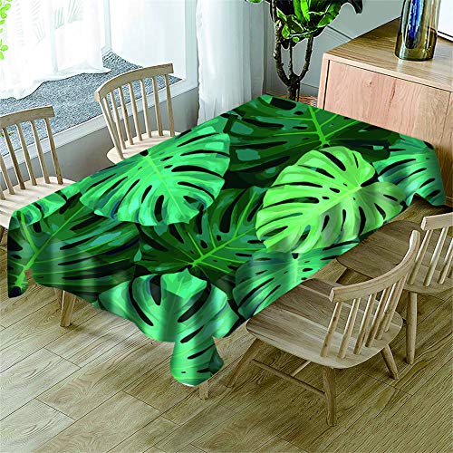 Surwin Tischdecke 3D Druck Rechteckig Tischdecken Wasserdicht Lotuseffekt Abwischbar Abwaschbar Tischtuch für Küche Outdoor Garten Weihnachten Dekoration (Monstera,140x180cm) von Surwin