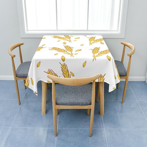 Surwin Tischdecke Abwaschbar, 3D Blumen Tischdecke Modern Tischtuch Quadratisch für Wohnzimmer Esszimmer Balkon Garten Party Hochzeiten Oder Haushalt (Weizenähren,90x90cm) von Surwin