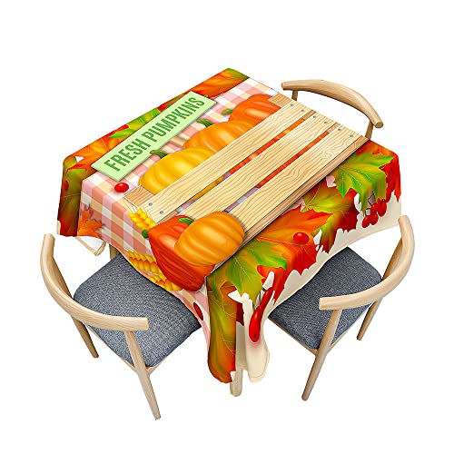 Surwin Tischdecke Abwaschbar, Kürbis Drucke Abwischbare Tischdecke mit Lotuseffekt, 3D Quadratisch Tischtuch für Dekoration, Gartentischdecke für Bankett Garten (Herbst,150x150cm) von Surwin