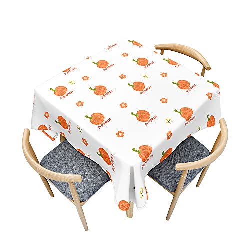 Surwin Tischdecke Abwaschbar, Kürbis Drucke Abwischbare Tischdecke mit Lotuseffekt, 3D Quadratisch Tischtuch für Dekoration, Gartentischdecke für Bankett Garten (Orange,60x60cm) von Surwin