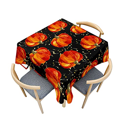 Surwin Tischdecke Abwaschbar, Kürbis Drucke Abwischbare Tischdecke mit Lotuseffekt, 3D Quadratisch Tischtuch für Dekoration, Gartentischdecke für Bankett Garten (Roter Kürbis,150x150cm) von Surwin