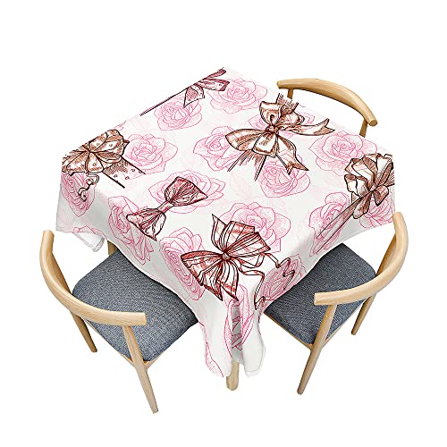 Surwin Tischdecke Abwaschbar, Muster der Bogen Abwischbare Tischdecke mit Lotuseffekt, 3D Quadratisch Tischtuch für Dekoration, Gartentischdecke für Bankett Garten (Rosen,60x60cm) von Surwin