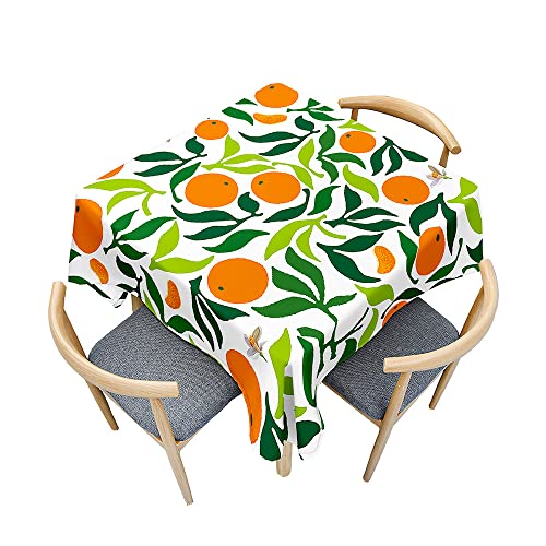 Surwin Tischdecke Abwaschbar, Obst Muster Abwischbare Tischdecke mit Lotuseffekt, Quadratisch Tischtuch für Dekoration, Gartentischdecke für Bankett Garten Party (Orange,60x60cm) von Surwin