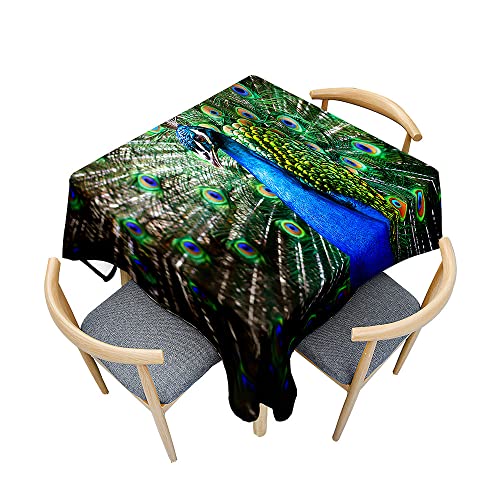 Surwin Tischdecke Abwaschbar, Tier Druck Abwischbare Tischdecke mit Lotuseffekt, 3D Quadratisch Tischtuch für Dekoration, Gartentischdecke für Bankett Garten (Blau,90x90cm) von Surwin