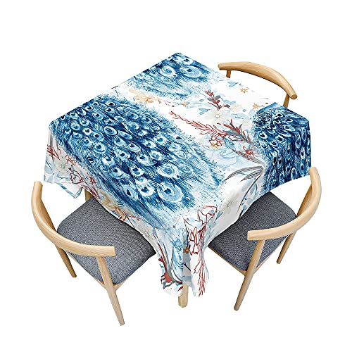 Surwin Tischdecke Abwaschbar, Tier Druck Abwischbare Tischdecke mit Lotuseffekt, 3D Quadratisch Tischtuch für Dekoration, Gartentischdecke für Bankett Garten (Feder,90x90cm) von Surwin