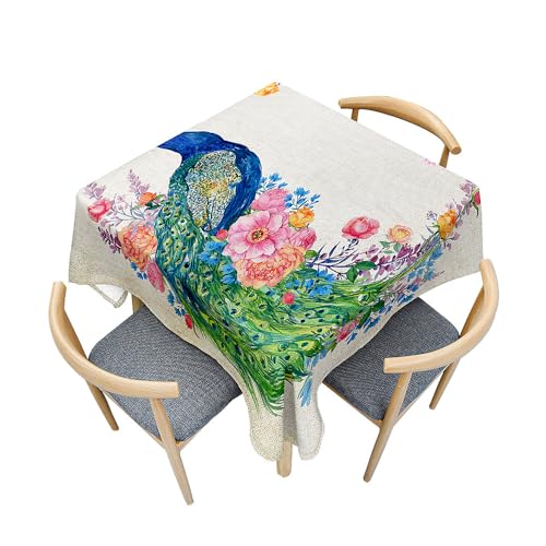 Surwin Tischdecke Abwaschbar, Tier Druck Abwischbare Tischdecke mit Lotuseffekt, 3D Quadratisch Tischtuch für Dekoration, Gartentischdecke für Bankett Garten (Rose,100x100cm) von Surwin