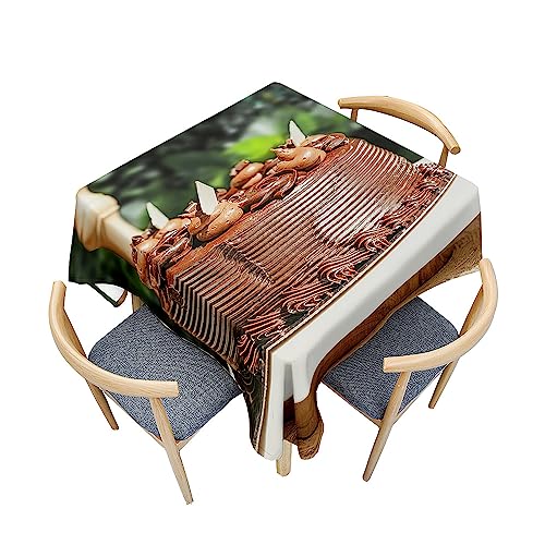 Surwin Tischdecke Abwaschbar Quadratisch, 3D Kuchen Outdoor Tischdecke, Abwaschbare Tischtuch, Gartentischdecke, für Esszimmer/Party/Geburtstag (Kaffeefarbe,100x100cm) von Surwin