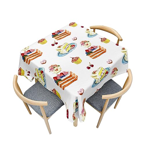 Surwin Tischdecke Abwaschbar Quadratisch, 3D Kuchen Outdoor Tischdecke, Abwaschbare Tischtuch, Gartentischdecke, für Esszimmer/Party/Geburtstag (Kirsche,150x150cm) von Surwin