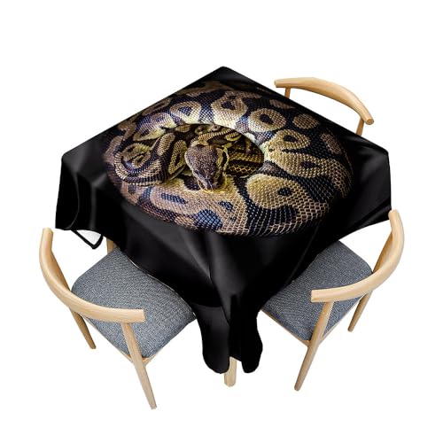 Surwin Tischdecke Abwaschbar Quadratisch, 3D Tier Outdoor Tischdecke, Abwaschbare Tischtuch, Gartentischdecke, für Esszimmer/Party/Geburtstag (Winterschlaf der Schlange,180x180cm) von Surwin