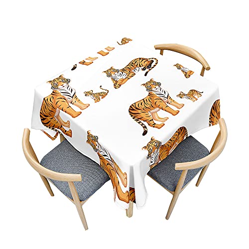 Surwin Tischdecke Abwaschbar Quadratisch, 3D Tiger Outdoor Tischdecke, Lotuseffekt, Abwaschbare Tischtuch, Gartentischdecke, für Esszimmer/Party/Geburtstag (Kleiner Tiger,120x120cm) von Surwin