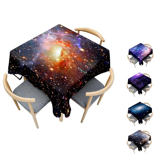 Surwin Tischdecke Abwaschbar Quadratisch, 3D Universum Outdoor Tischdecke, Abwaschbare Tischtuch, Gartentischdecke, für Esszimmer/Party/Geburtstag (Das Universum,140x140cm) von Surwin