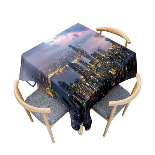 Surwin Tischdecke Abwaschbar Quadratisch, Modern Stadtlandschaft Gedruckte Tischtuch, Gartentischdecke, für Wohnzimmer, Esszimmer, Balkon, Party, Geburtstag (Modern 2,200x200cm) von Surwin