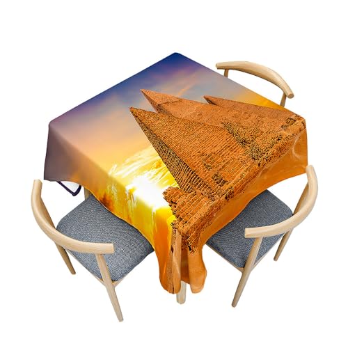 Surwin Tischdecke Abwaschbar Quadratisch, Modern Stadtlandschaft Gedruckte Tischtuch, Gartentischdecke, für Wohnzimmer, Esszimmer, Balkon, Party, Geburtstag (Pyramide,90x90cm) von Surwin