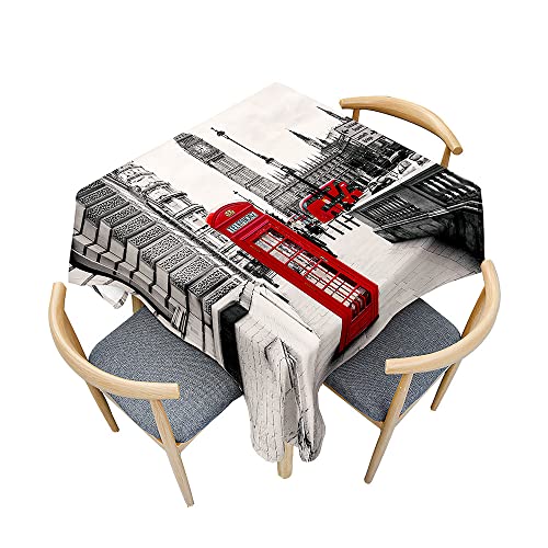 Surwin Tischdecke Abwaschbar Quadratisch, Modern Stadtlandschaft Gedruckte Tischtuch, Gartentischdecke, für Wohnzimmer, Esszimmer, Balkon, Party, Geburtstag (Telefonzelle,60x60cm) von Surwin
