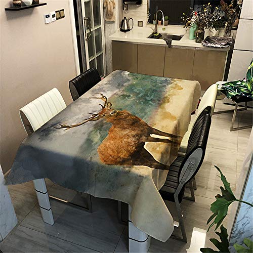 Surwin Tischtuch Drucken Tischdecke, Rechteckige Tischdecke Fleckschutz Pflegeleicht Abwaschbar Wählbar für Home Küche Dekoration (Antilope,100x140cm) von Surwin
