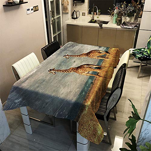 Surwin Tischtuch Drucken Tischdecke, Rechteckige Tischdecke Fleckschutz Pflegeleicht Abwaschbar Wählbar für Home Küche Dekoration (Giraffe,60x60cm) von Surwin