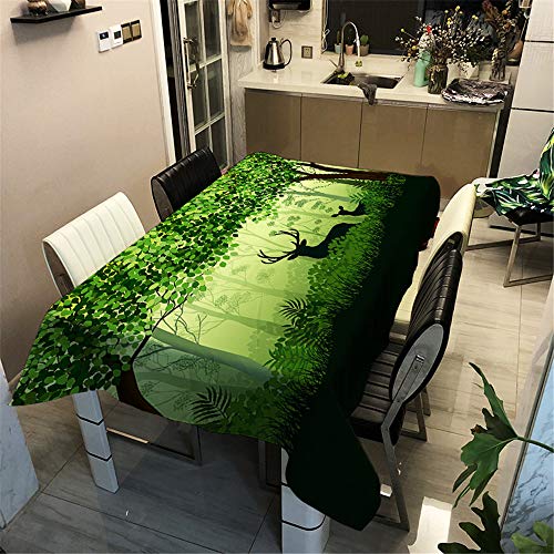 Surwin Tischtuch Drucken Tischdecke, Rechteckige Tischdecke Fleckschutz Pflegeleicht Abwaschbar Wählbar für Home Küche Dekoration (Grüne Wälder,100x140cm) von Surwin