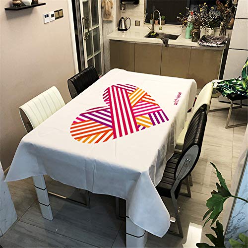 Surwin Tischtuch Drucken Tischdecke, Rechteckige Tischdecke Fleckschutz Pflegeleicht Abwaschbar Wählbar für Home Küche Dekoration (Liebe 1,90x90cm) von Surwin