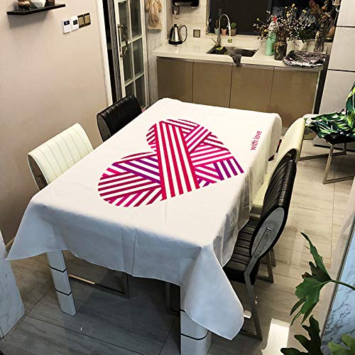 Surwin Tischtuch Drucken Tischdecke, Rechteckige Tischdecke Fleckschutz Pflegeleicht Abwaschbar Wählbar für Home Küche Dekoration (Liebe 4,100x140cm) von Surwin