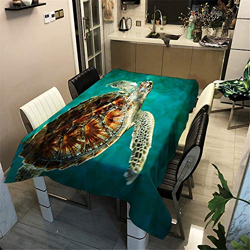 Surwin Tischtuch Drucken Tischdecke, Rechteckige Tischdecke Fleckschutz Pflegeleicht Abwaschbar Wählbar für Home Küche Dekoration (Meeresschildkröte1,60x60cm) von Surwin