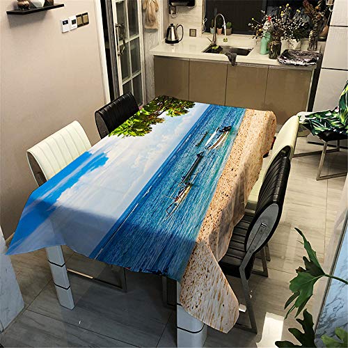 Surwin Tischtuch Drucken Tischdecke, Rechteckige Tischdecke Fleckschutz Pflegeleicht Abwaschbar Wählbar für Home Küche Dekoration (Strand,100x140cm) von Surwin