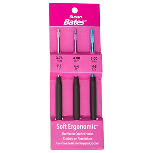 Susan Bates Silvalume Soft Ergonomic Crochet Hook Set-Sizes F5/3.75mm, G6/4mm, And H8/5mm Susan Bates Silvalume Soft Ergonomic Crochet Hook Set-Sizes F5/3.75mm, G6/4mm, And H8/5mm von Susan Bates
