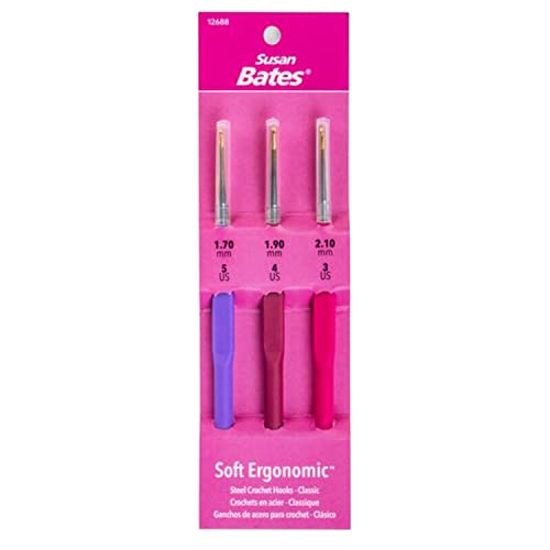 Susan Bates Steelite Soft Ergonomic Steel Crochet Hook Set-Classic - Sizes 1.7mm, 1.9mm, and 2.1mm von Susan Bates