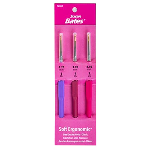 Susan Bates Steelite Soft Ergonomic Steel Crochet Hook Set-Classic - Sizes 1.7mm, 1.9mm, and 2.1mm von Susan Bates