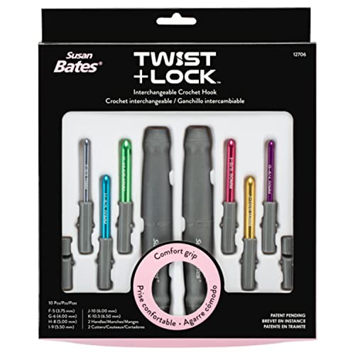 Susan Bates Twist + Lock Deluxe Intchg Crochet Hook Set-Sizes F5/3.75mm To K10.5/6.5mm von Susan Bates