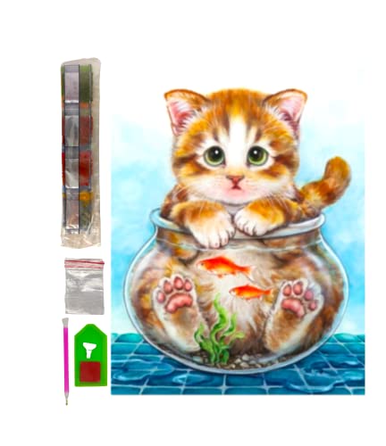 SusggO Diamond Painting Diamantmalerei-Set, 30 cm x 40 cm, komplettes Zubehör, DIY 5D, Kreuzstich, Stickerei, Basteln, Dekoration für Zuhause, Wand (Katze, Fischglas) SusggO Diamond Painting Diamantmalerei-Set, 30 cm x 40 cm, komplettes Zubehör, DIY 5D, Kreuzstich, Stickerei, Basteln, Dekoration für Zuhause, Wand (Katze, Fischglas) von SusggO